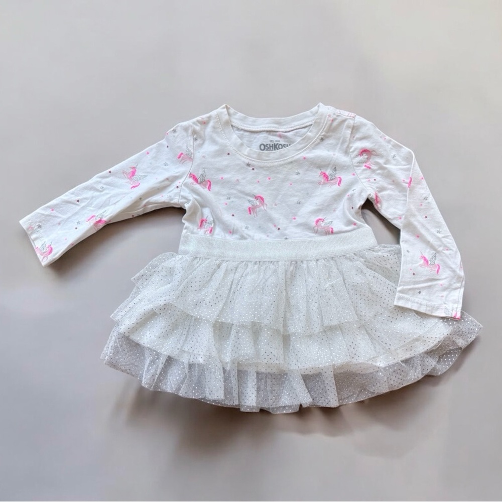 OshKosh B'gosh White Dress with Pink Unicorns
